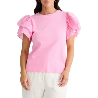 Brave + True Brave+true Gigi Layered Sleeve T-shirt In Pink