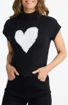 Brave + True Brave+true Heart To Heart Short Sleeve Cotton Blend Sweater In Black