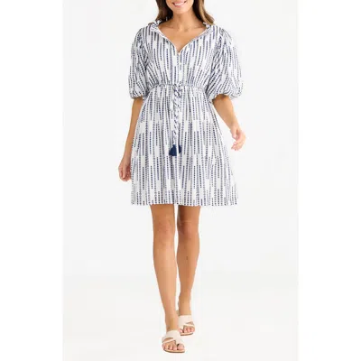 Brave + True Brave+true Island Time Vertical Dot Print Shirtdress In Blue