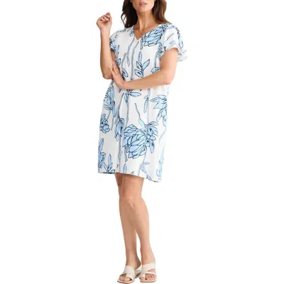 Brave + True Brave+true Jemma Floral Print Flutter Sleeve Shift Dress In White