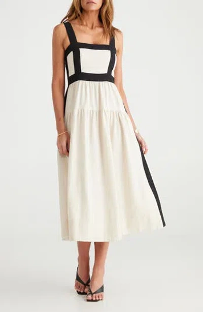 Brave + True Brave+true Jolie Contrast Trim Midi Dress In Natural W Black