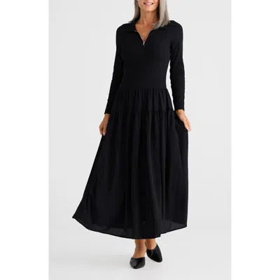 Brave + True Brave+true Juliette Long Sleeve Maxi Dress In Black