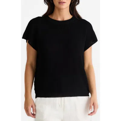 Brave + True Brave+true Limo Short Sleeve Knit Sweater In Black