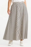 Brave + True Brave+true Lucy Mixed Stripe Maxi Skirt In White W Black Stripe