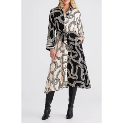 Brave + True Brave+true Lucy Print Shirtdress In Ink Lines Multi