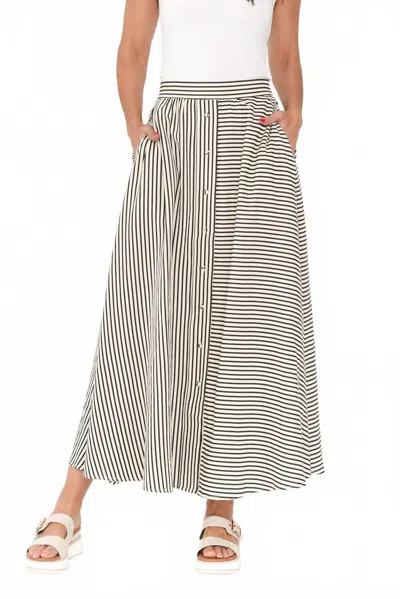 Brave + True Lucy Skirt In White With Black Stripe In Multi
