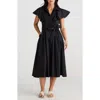 BRAVE + TRUE BRAVE+TRUE MARIGOLD RUFFLE SLEEVE COTTON MIDI SHIRTDRESS