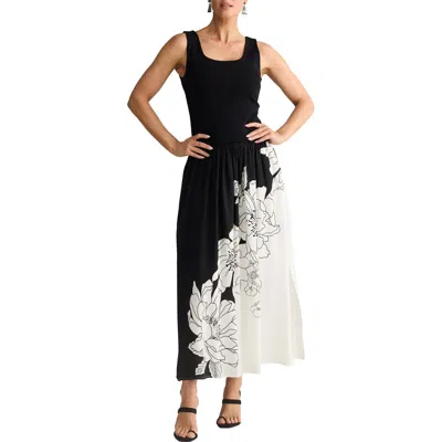 Brave + True Brave+true Maya Floral Print Sleeveless Dress In Black