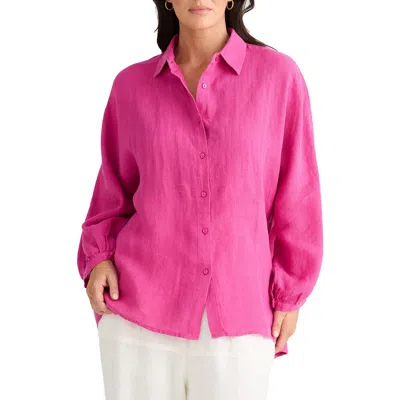 Brave + True Brave+true Monty Woven Linen Shirt In Pink