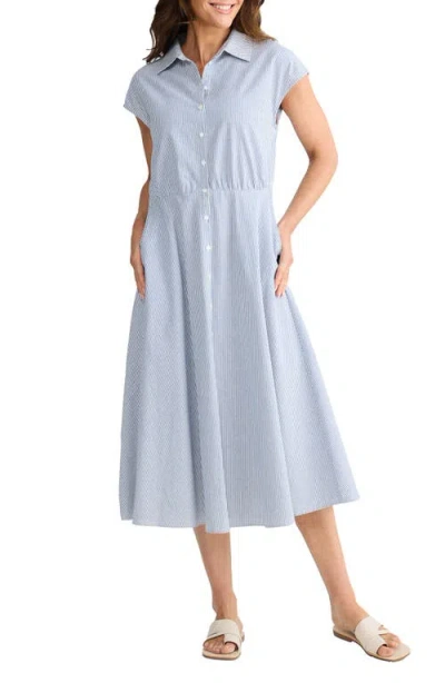 Brave + True Brave+true Musings Gingham Midi Shirtdress In Blue