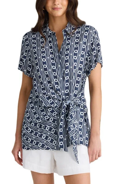 Brave + True Brave+true Nova Print Side Tie Shirt