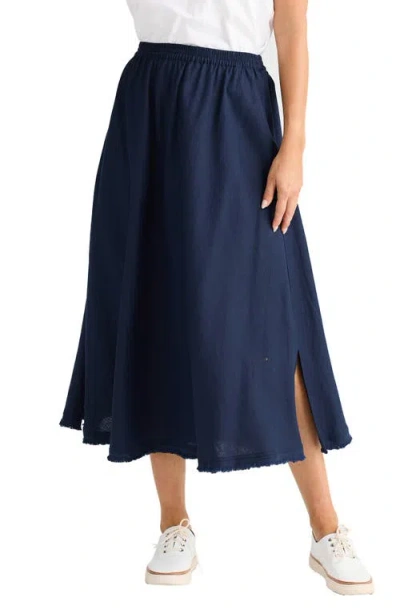 Brave + True Brave+true Oakley Linen Blend Skirt In Blue