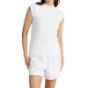 Brave + True Paula Mock Neck Cap Sleeve Sweater In White