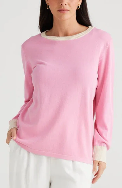 Brave + True Brave+true Petra Colorblock Sweater In Pink