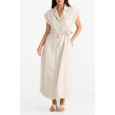 Brave + True Brave+true Portia Cotton & Linen Blend Maxi Shirtress In Natural