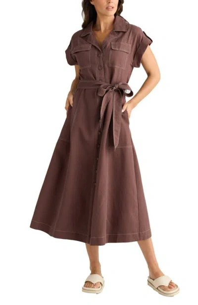 Brave + True Brave+true Portia Cotton Blend Maxi Shirtdress In Blue
