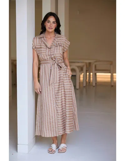 Brave + True Portia Dress In Latte In Multi