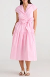 Brave + True Brave+true Posey Wrap Front Cotton Dress In Pink