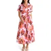 Brave + True Brave+true Rossellini Floral Short Sleeve Tie Waist Shirtdress In Azalea