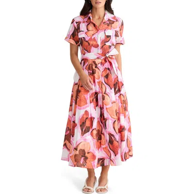 BRAVE + TRUE BRAVE+TRUE ROSSELLINI FLORAL SHORT SLEEVE TIE WAIST SHIRTDRESS