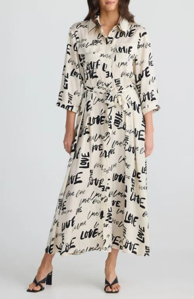 Brave + True Brave+true Rossellini Love Print Shirtdress