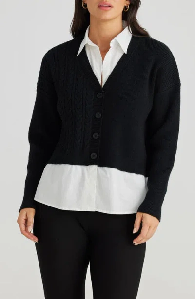 Brave + True Brave+true Shelley Shirtigan In Black W White