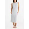 Brave + True Brave+true Squad Stripe Sleeveless Rib Midi Dress In Ecru/blue Stripe