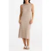 Brave + True Brave+true Squad Stripe Sleeveless Rib Midi Dress In Taupe/ecru Stripe