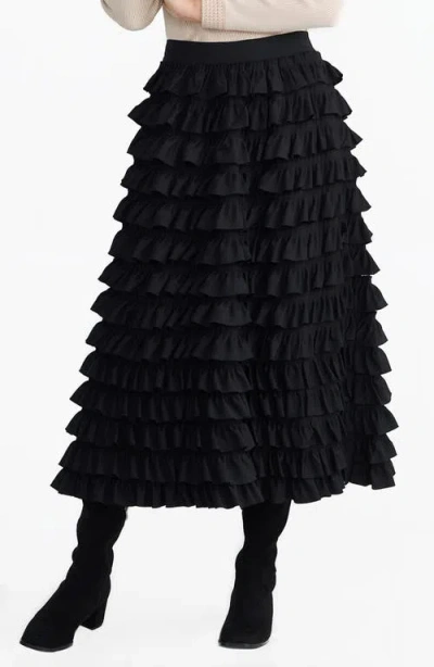 Brave + True Brave+true Symphony Layered Ruffle Maxi Skirt In Black