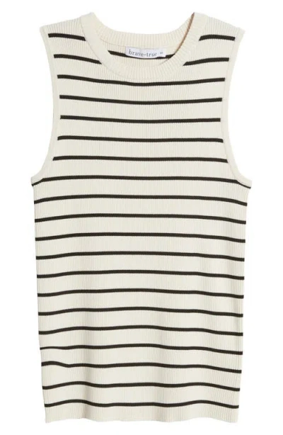 Brave + True Brave+true Tori Rib Stripe Tank In Cream W Black Stripe