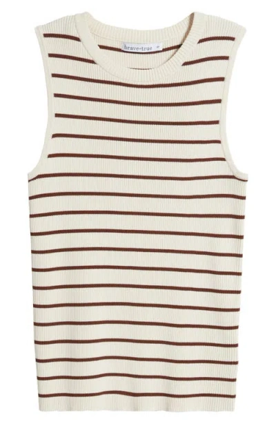 Brave + True Brave+true Tori Rib Stripe Tank In Cream W Cocoa Stripe