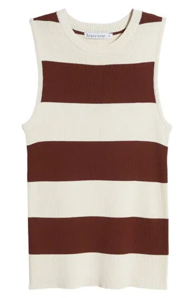 Brave + True Brave+true Tori Stripe Sleeveless Sweater In Cream/cocoa Stripe