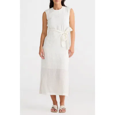 Brave + True Brave+true Turning Point Sleeveless Linen Dress In White