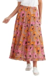 Brave + True Brave+true Wonderland Tiered Maxi Skirt In Orange