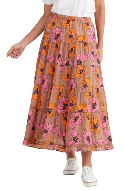 Brave + True Brave+true Wonderland Tiered Maxi Skirt In Orange