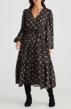 Brave + True Brave+true Zion Polka Dot Long Sleeve Midi Dress