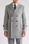 Braveman Double Breasted Coat In Light Grey