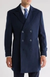 Braveman Double Breasted Coat In Navy