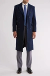 Braveman Double Breasted Coat In Navy