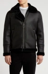 Braveman Faux Shearling Lined Bomber Jacket In Black