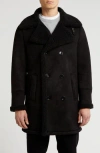 Braveman Faux Shearling Lined Double-breasted Overcoat In Black
