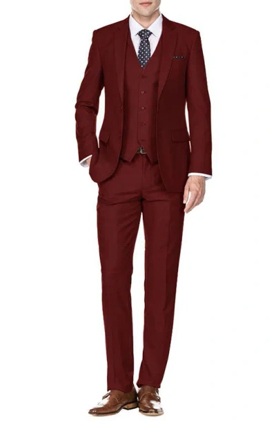 Braveman Premium Slim Fit 3-piece Suit In Burgundy