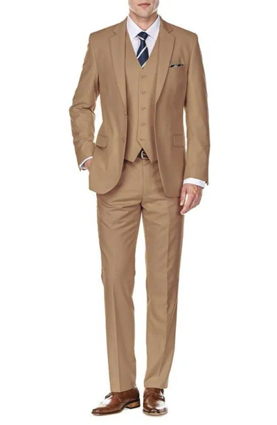 Braveman Premium Slim Fit 3-piece Suit In Caramel