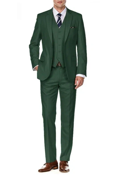 Braveman Premium Slim Fit 3-piece Suit In Hunter Green