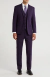 Braveman Premium Slim Fit 3-piece Suit In Plum