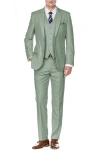 Braveman Premium Slim Fit 3-piece Suit In Sage