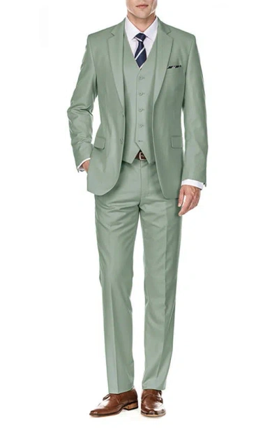 Braveman Premium Slim Fit 3-piece Suit In Sage