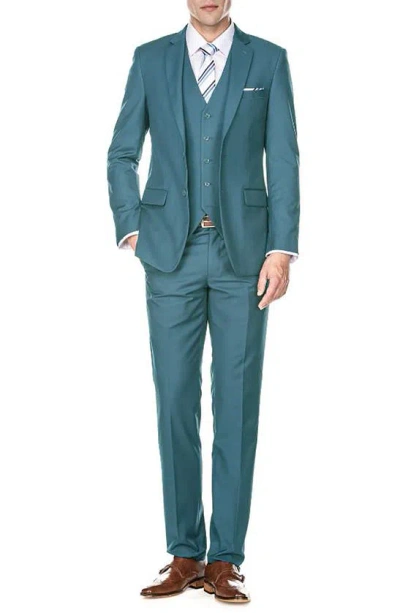 Braveman Premium Slim Fit 3-piece Suit In Sea Green