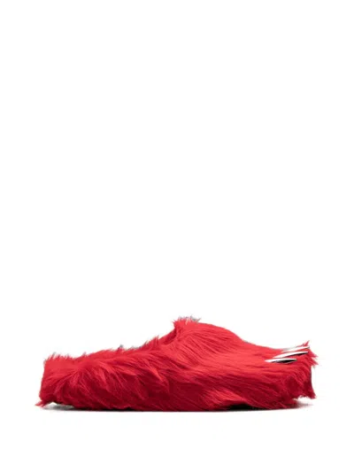 Bravest Studios Bear Claw Faux-fur Mules In Red