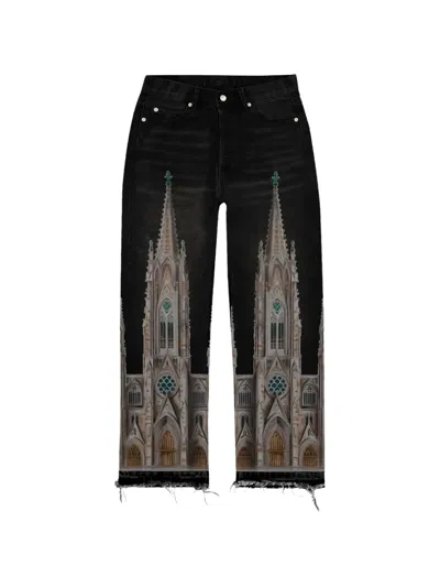 Bravest Studios Cathedral-print Jeans In Black